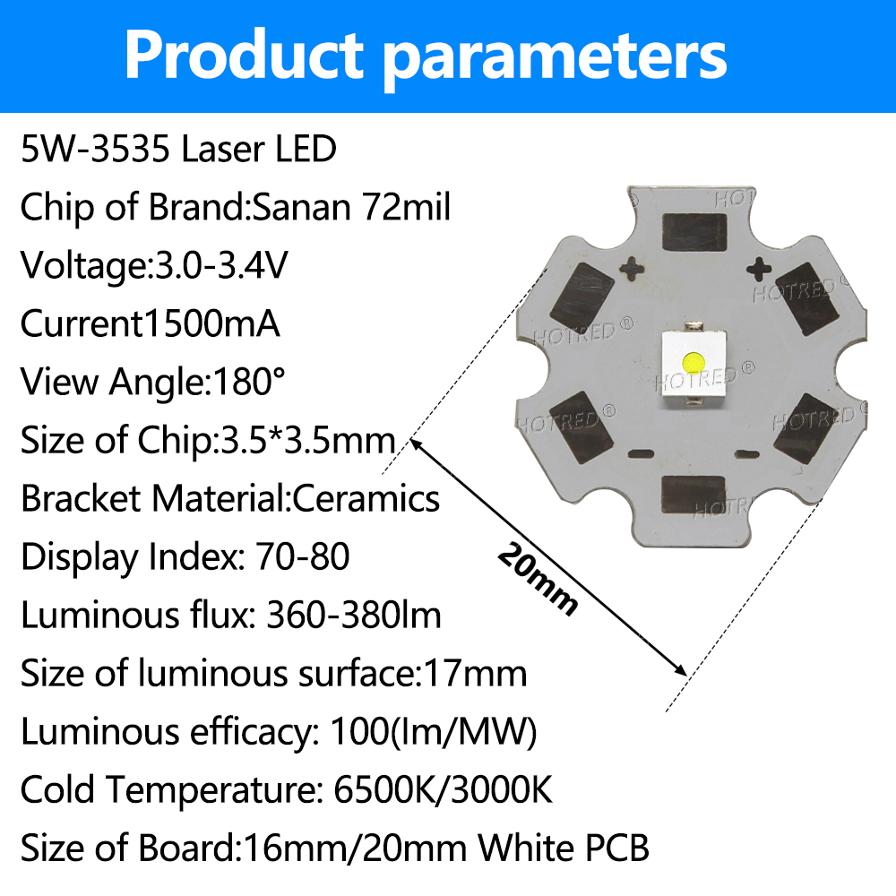 LED 5W 3535 Flat White Laser B - Industrial Laser Diode recension och pris